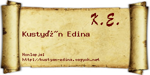 Kustyán Edina névjegykártya